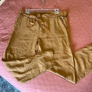 Sanctuary (Anthropologie)  Pull On Camel Cropped Pants with Belt Tie, M